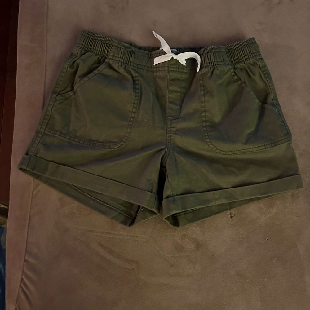 Olive Green Girls Shorts